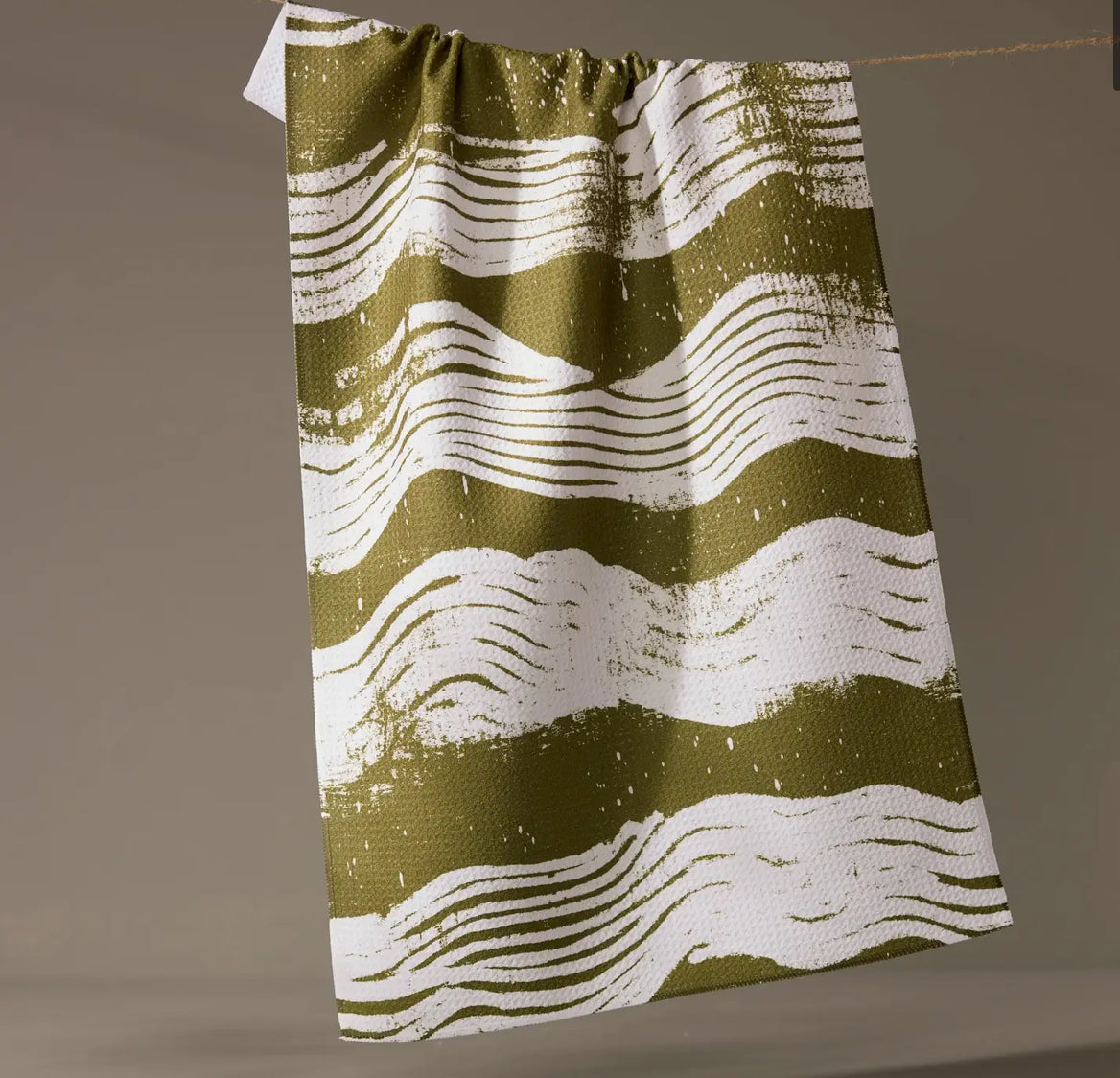 Tea towel - green waves