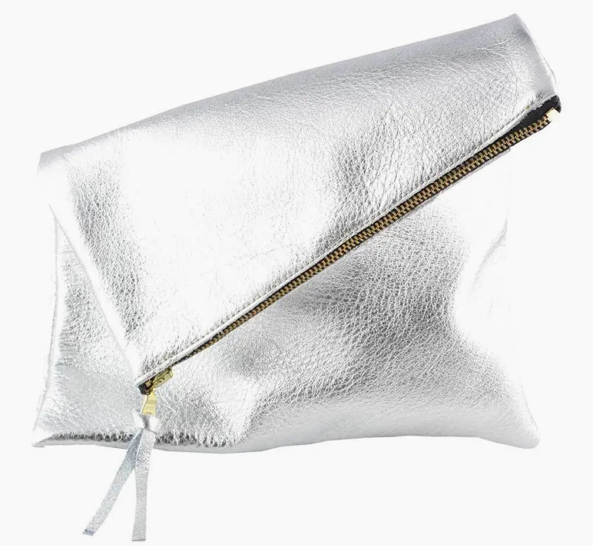Fold over leather clutch
