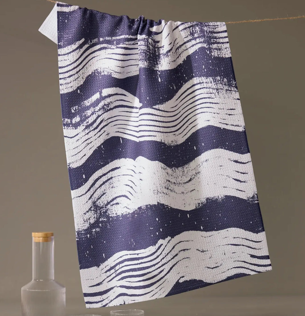 Tea towel - Indigo waves