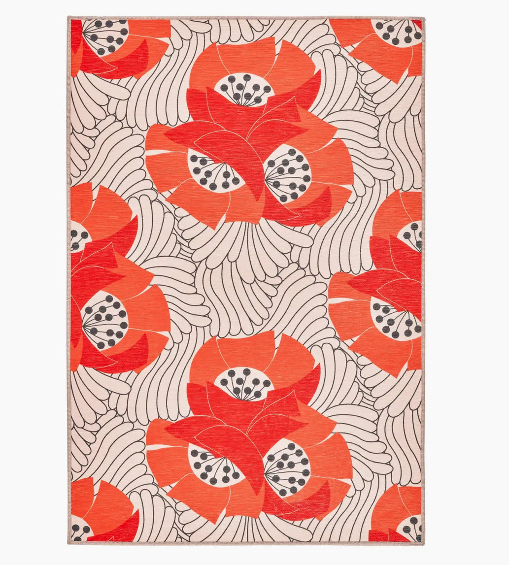 Machine washable rug - Japanese floral