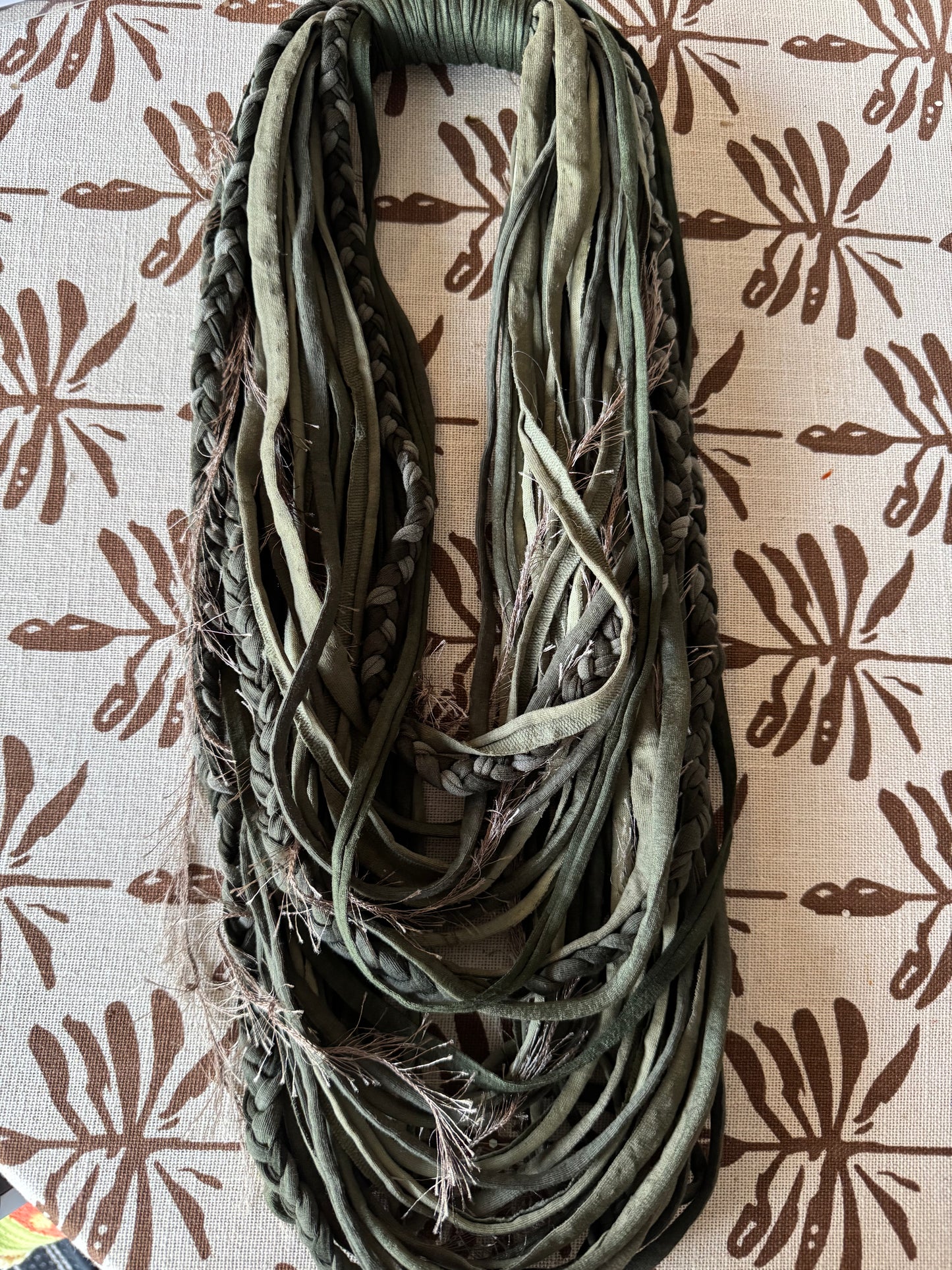 Green multi layered fringe necklace