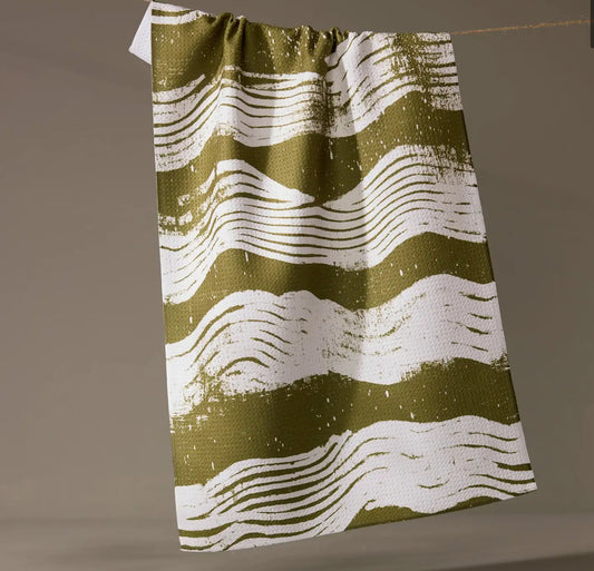Tea towel - green waves
