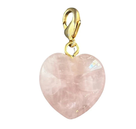 Semi precious Heart charm- Rose