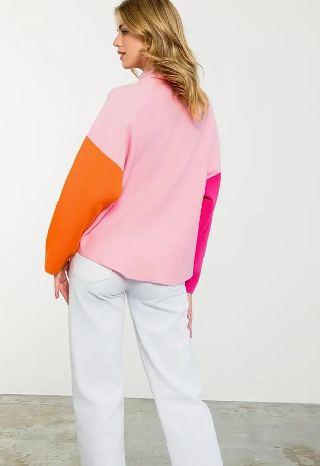 Color block Pink Sweater