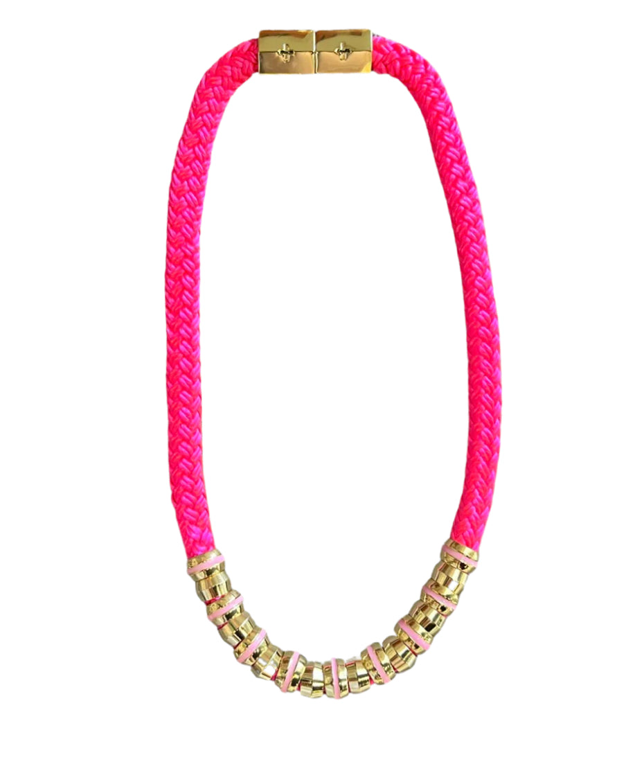 Skinny classic necklace- neon pink