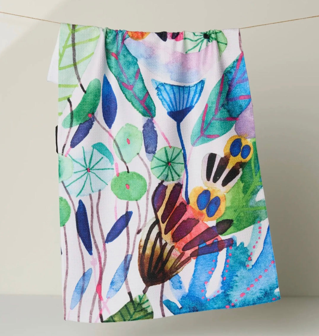 Morning geometry tea towel