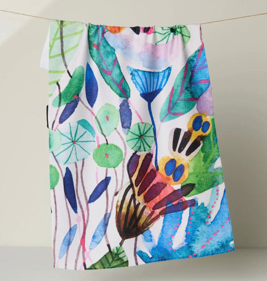 Morning geometry tea towel