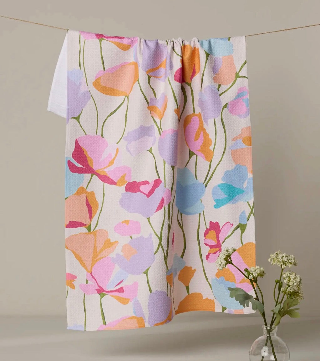 Sunrise floral geometry tea towel
