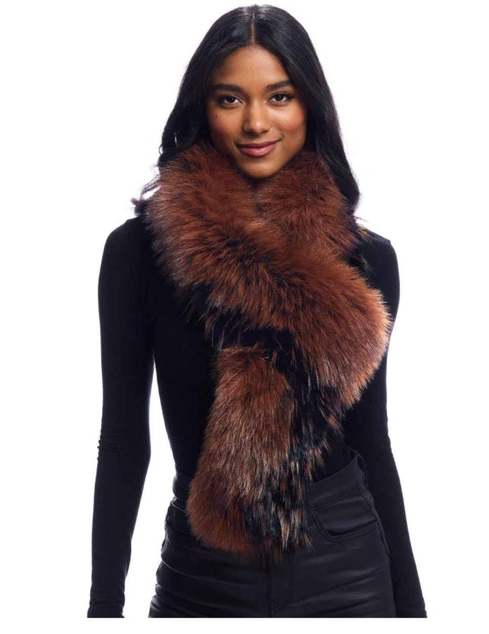 Chocolate Fox Faux Fur Loop Scarf