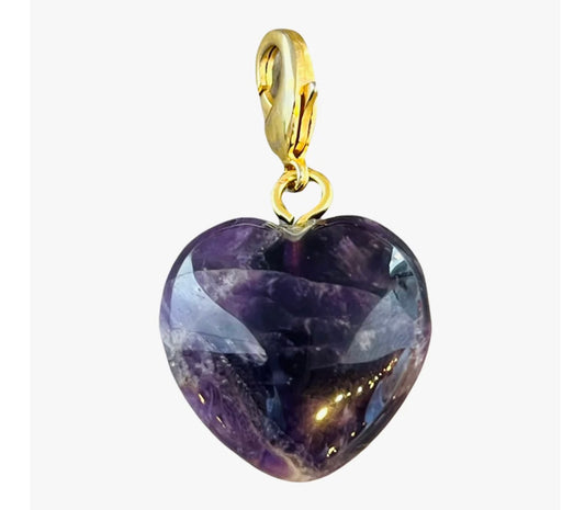 Semi precious Heart charm- Amethyst