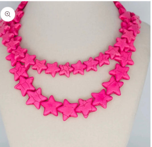 Sea star necklace- Hot pink Small