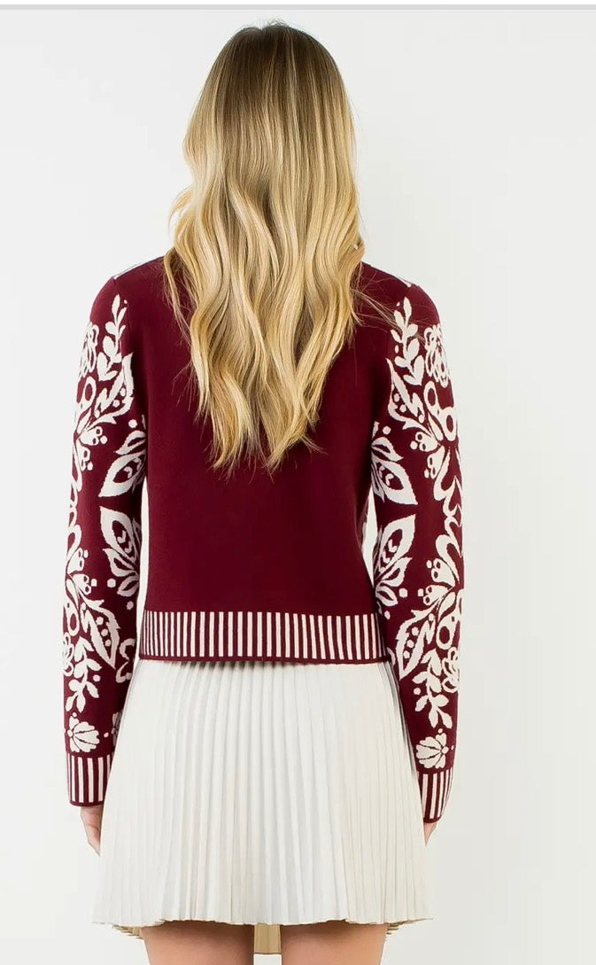 Maroon floral sweater