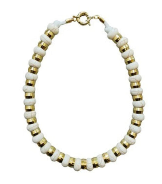 H&L semi precious necklace- white