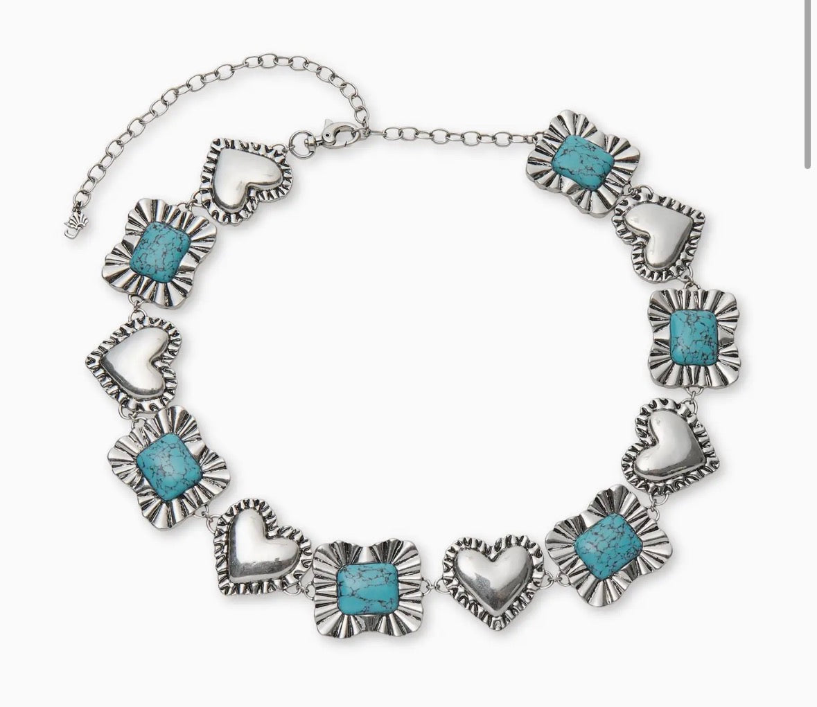 Turquoise Ruffle Heart Stone Concho Belt