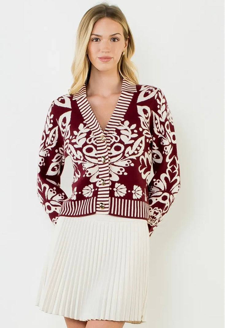 Maroon floral sweater