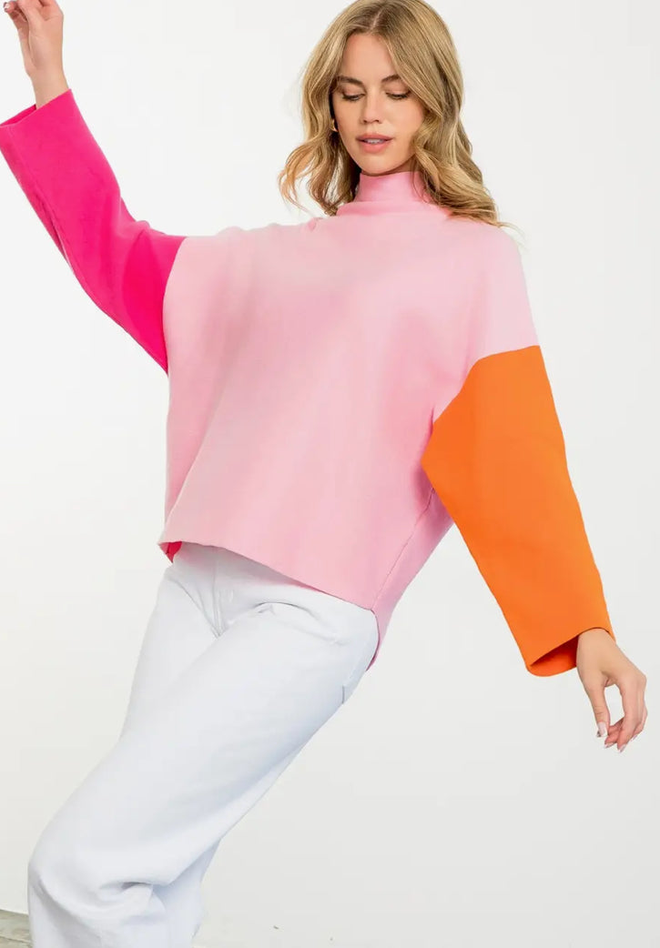 Color block Pink Sweater