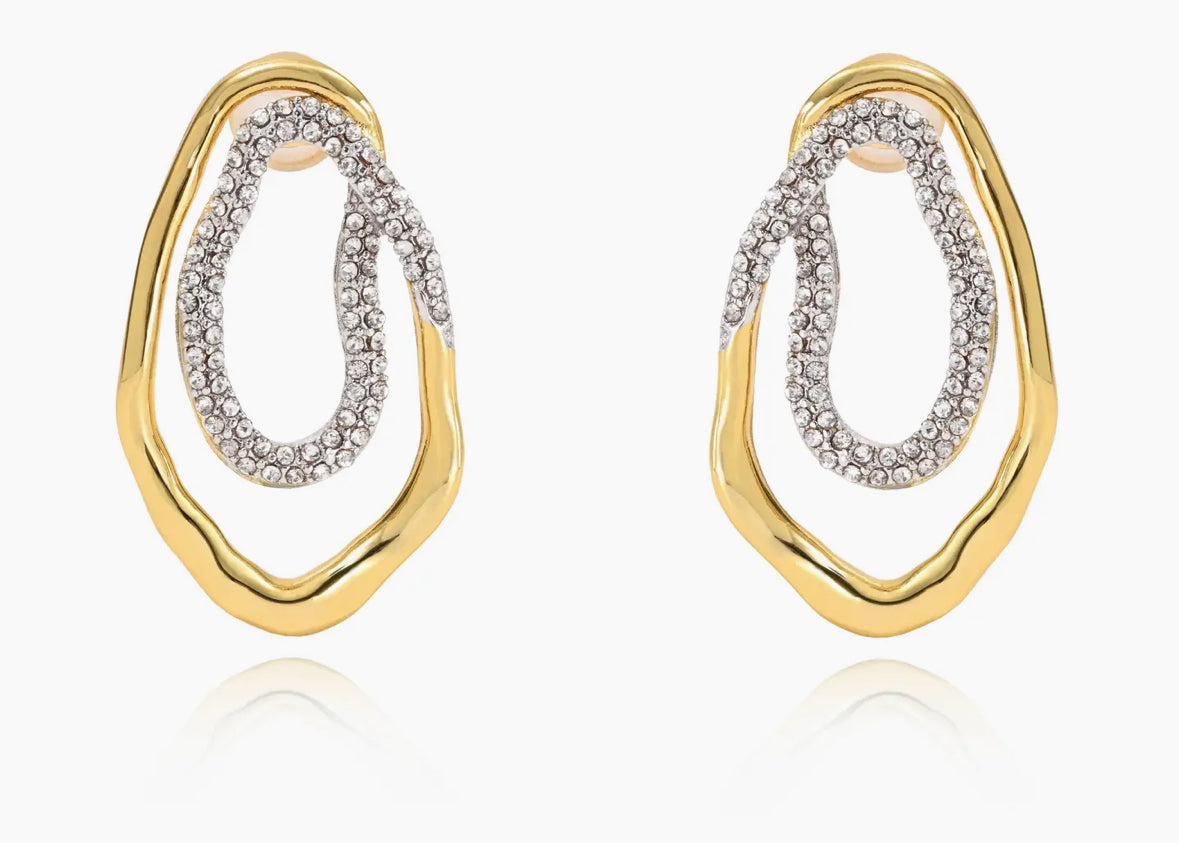 Two toned paved earrings