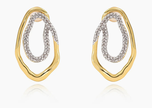 Two toned paved earrings