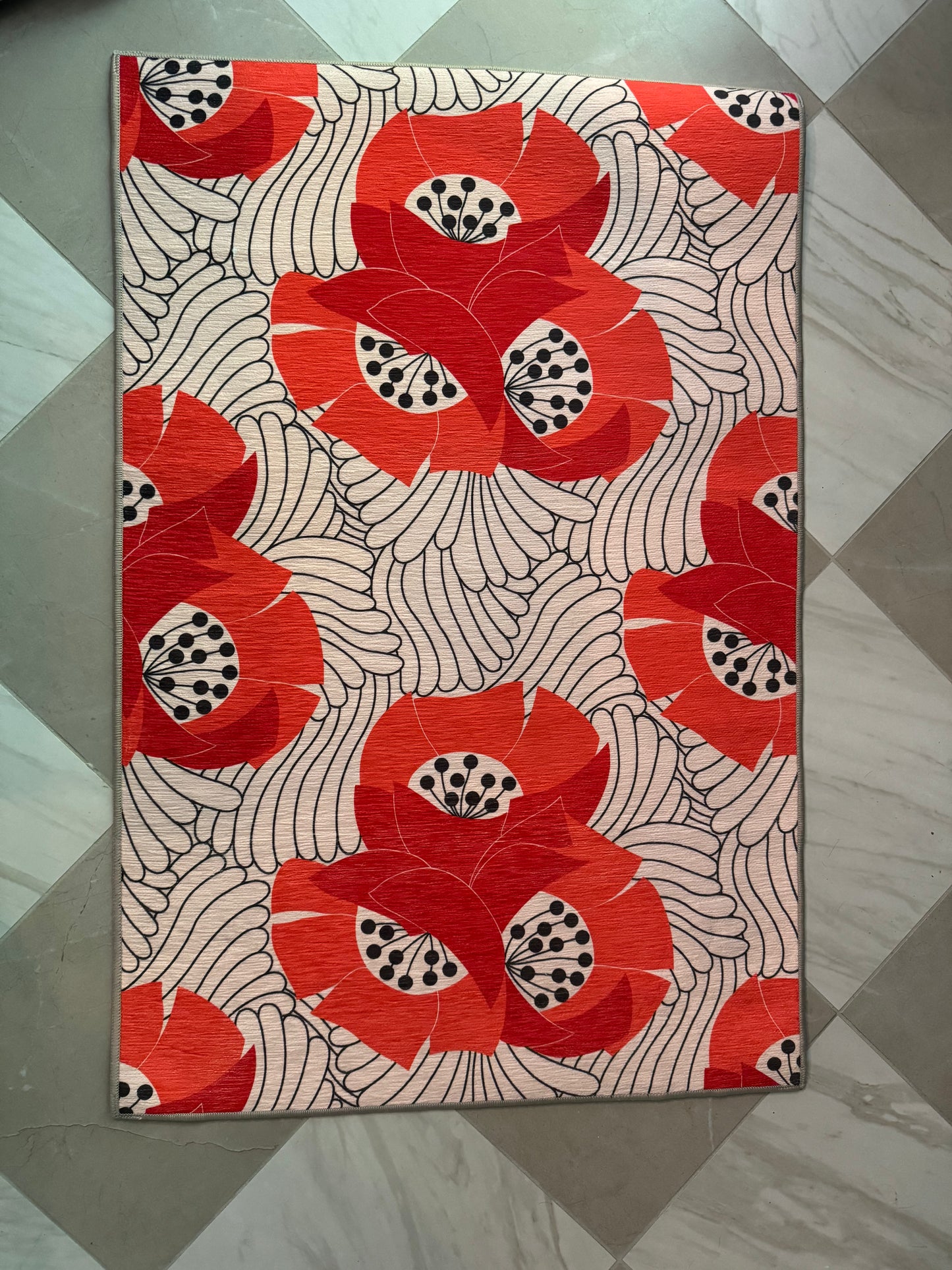 Machine washable rug - Japanese floral