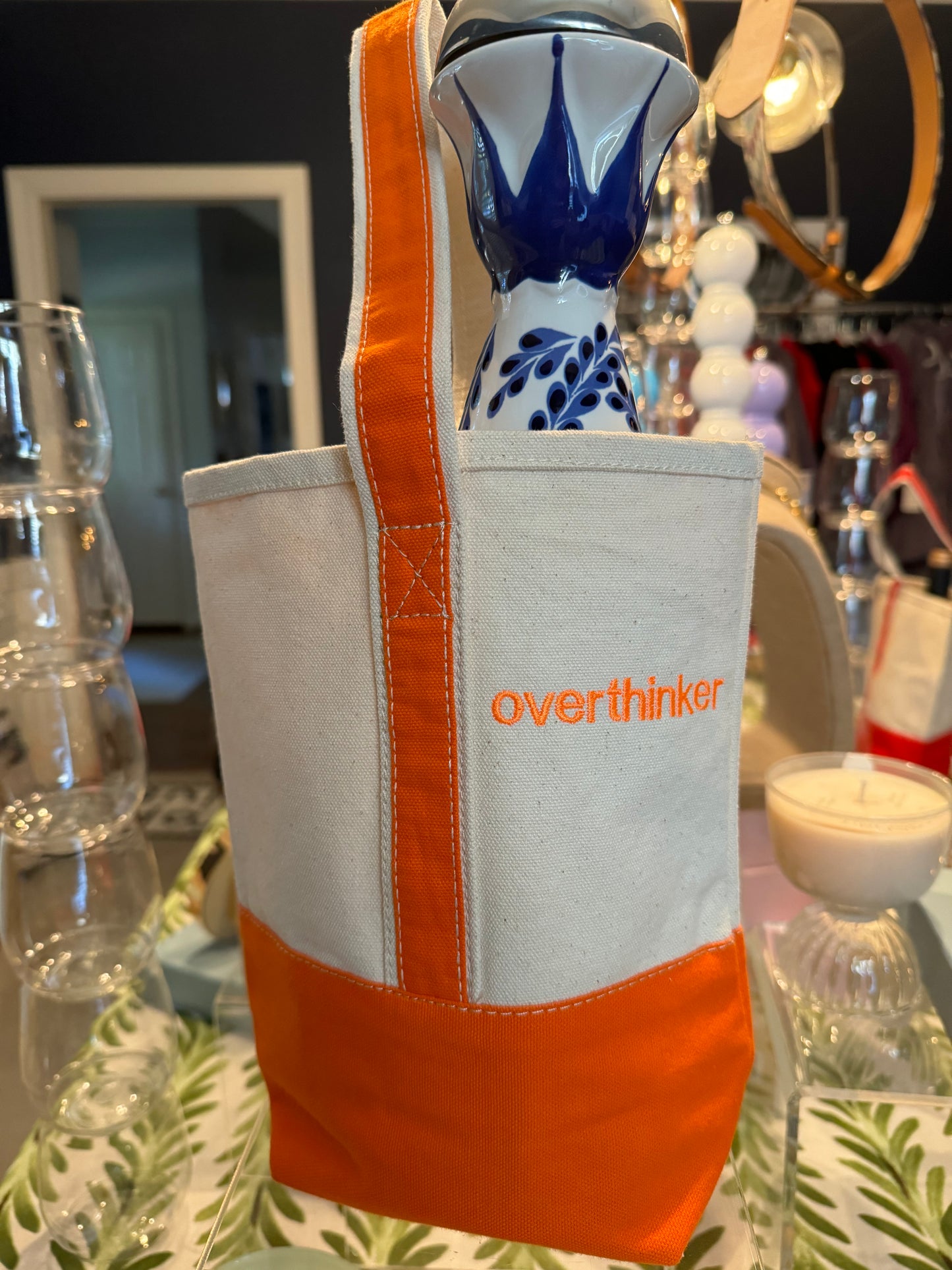 Two bottle wine tote - Overthinker