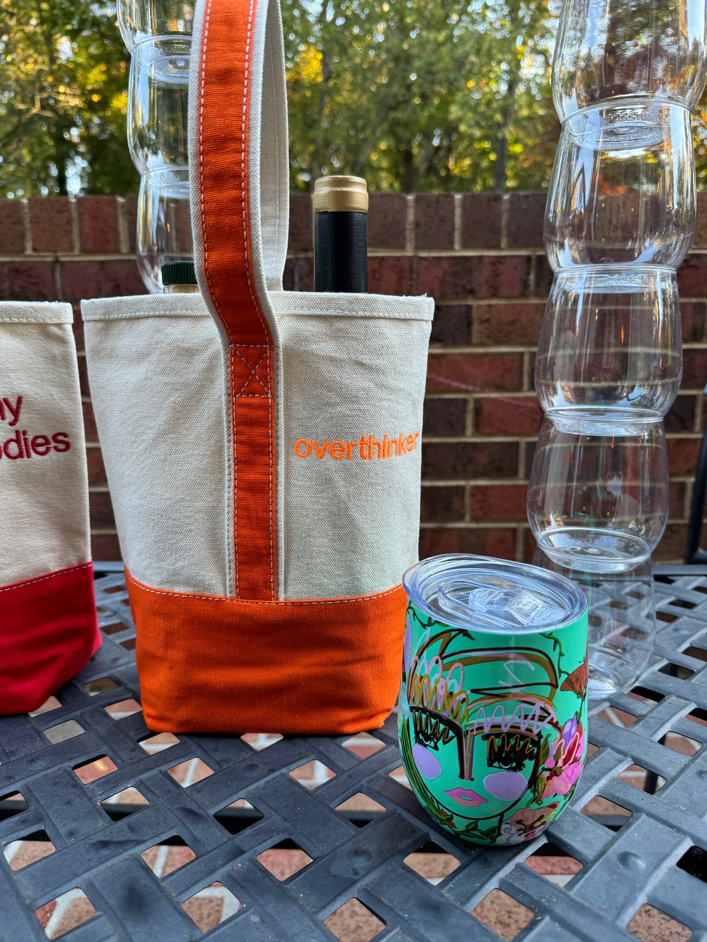 Two bottle wine tote - Overthinker