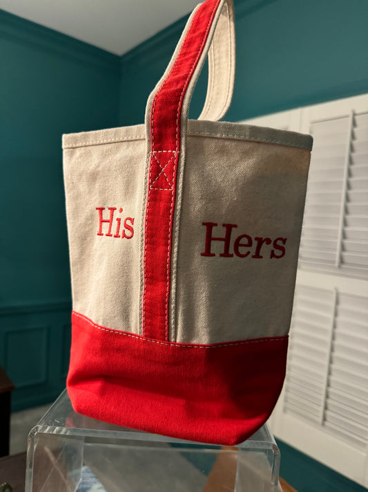 Two bottle wine tote - His/ Hers