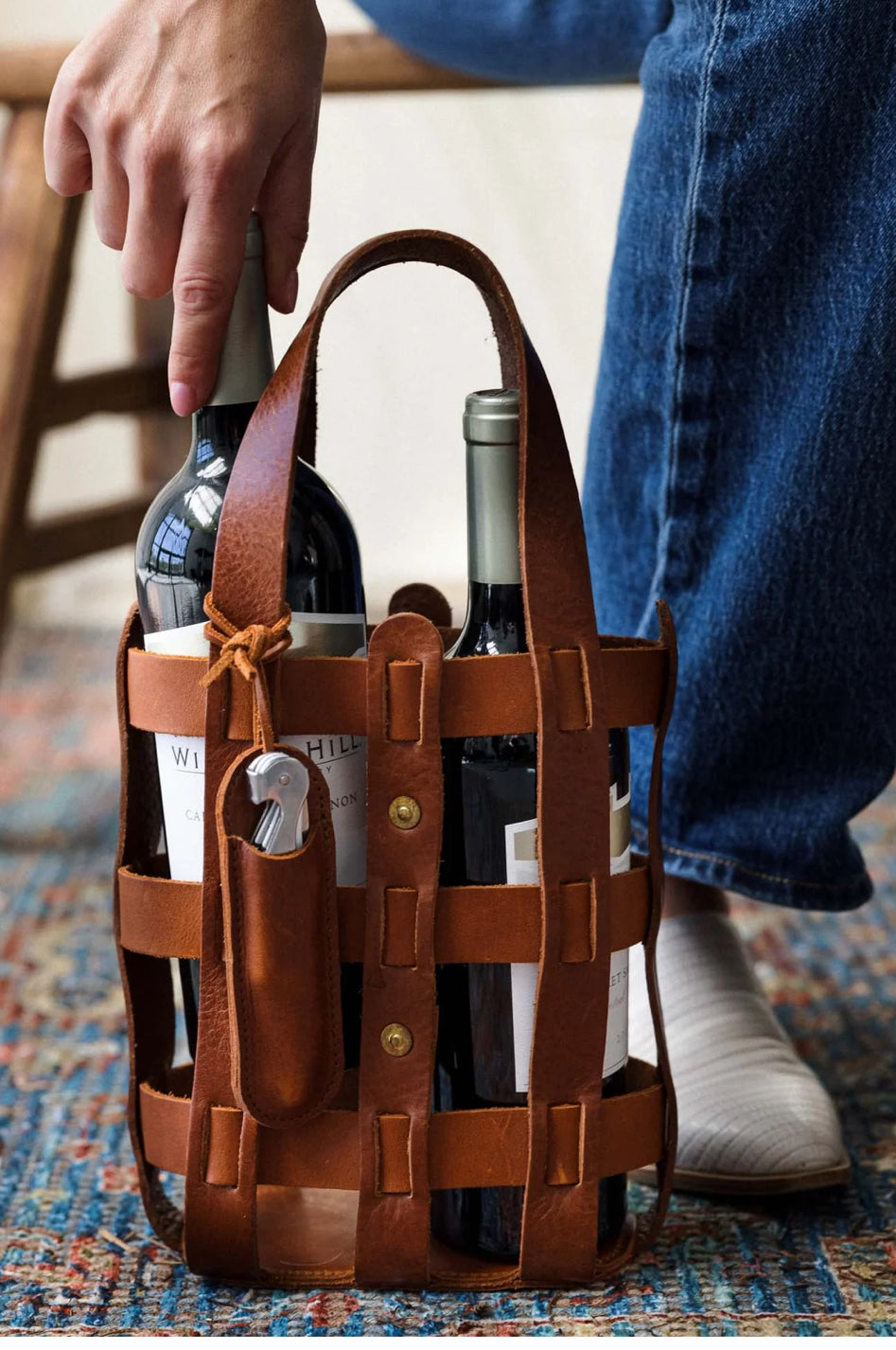 Leather Wine tote